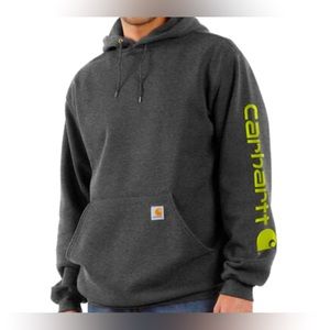 NWT Carhartt dark grey hoodie with green writing| men’s Medium